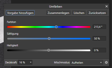 Screenshot of the recolor-tool of Affinity Photo